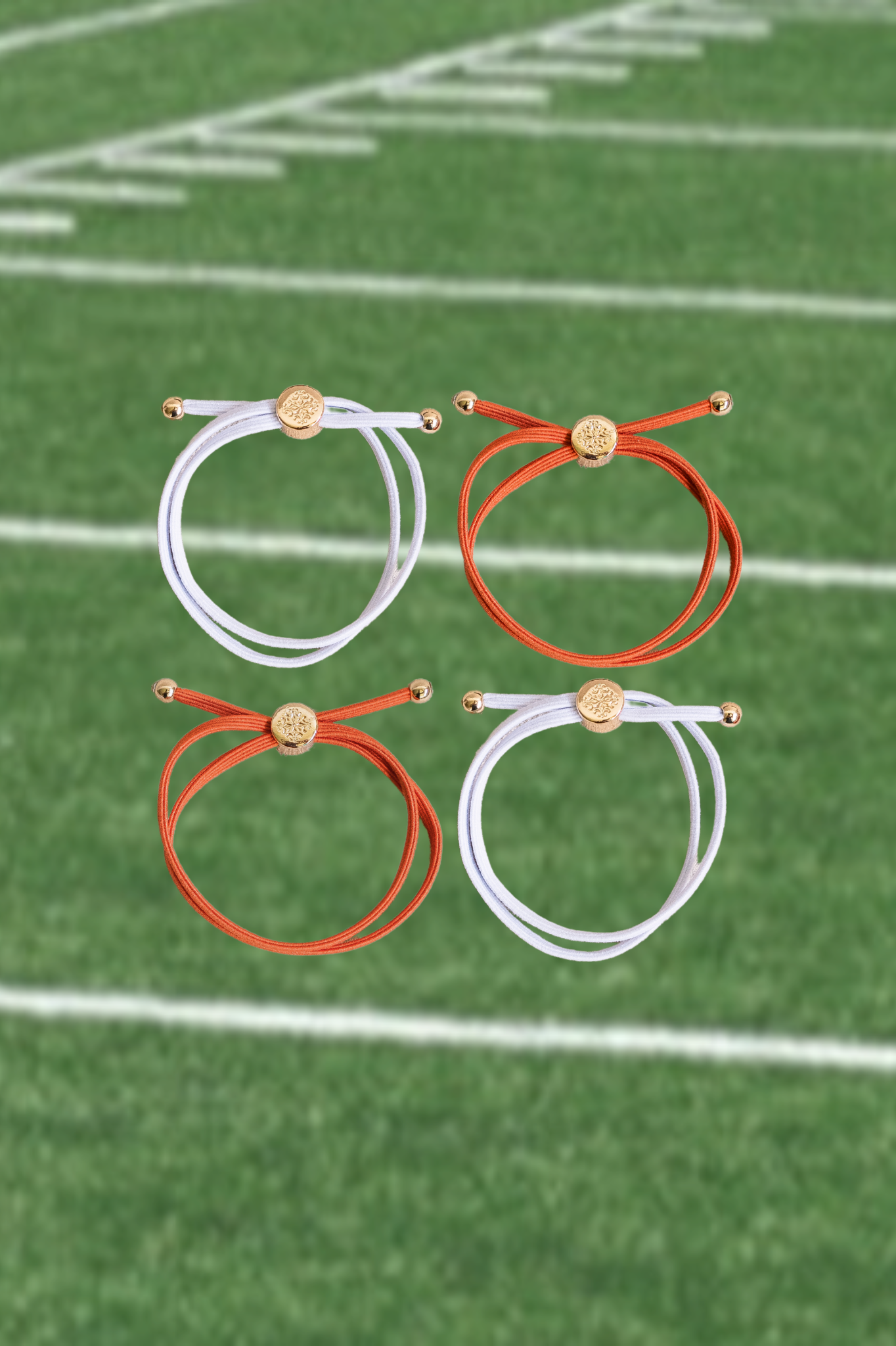Skinny Hair Tie Set - Orange / White
