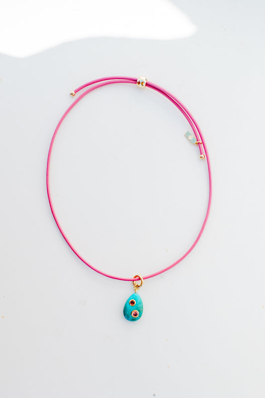 Beach Combing Necklace - Pink / Turquoise