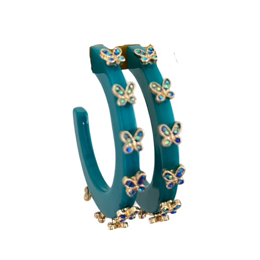 Butterfly Jewel Hoop - Harbor Blue- Smith and Co. Jewel Design