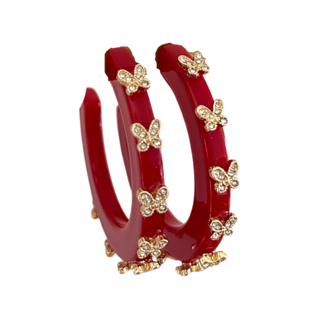 Butterfly Jewel Hoop - Red- Smith and Co. Jewel Design