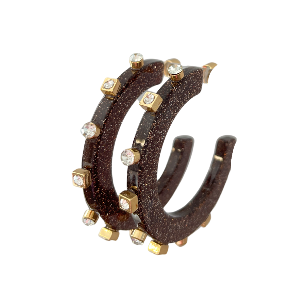 City Girl Jewel Hoop - Brown Confetti- Smith and Co. Jewel Design