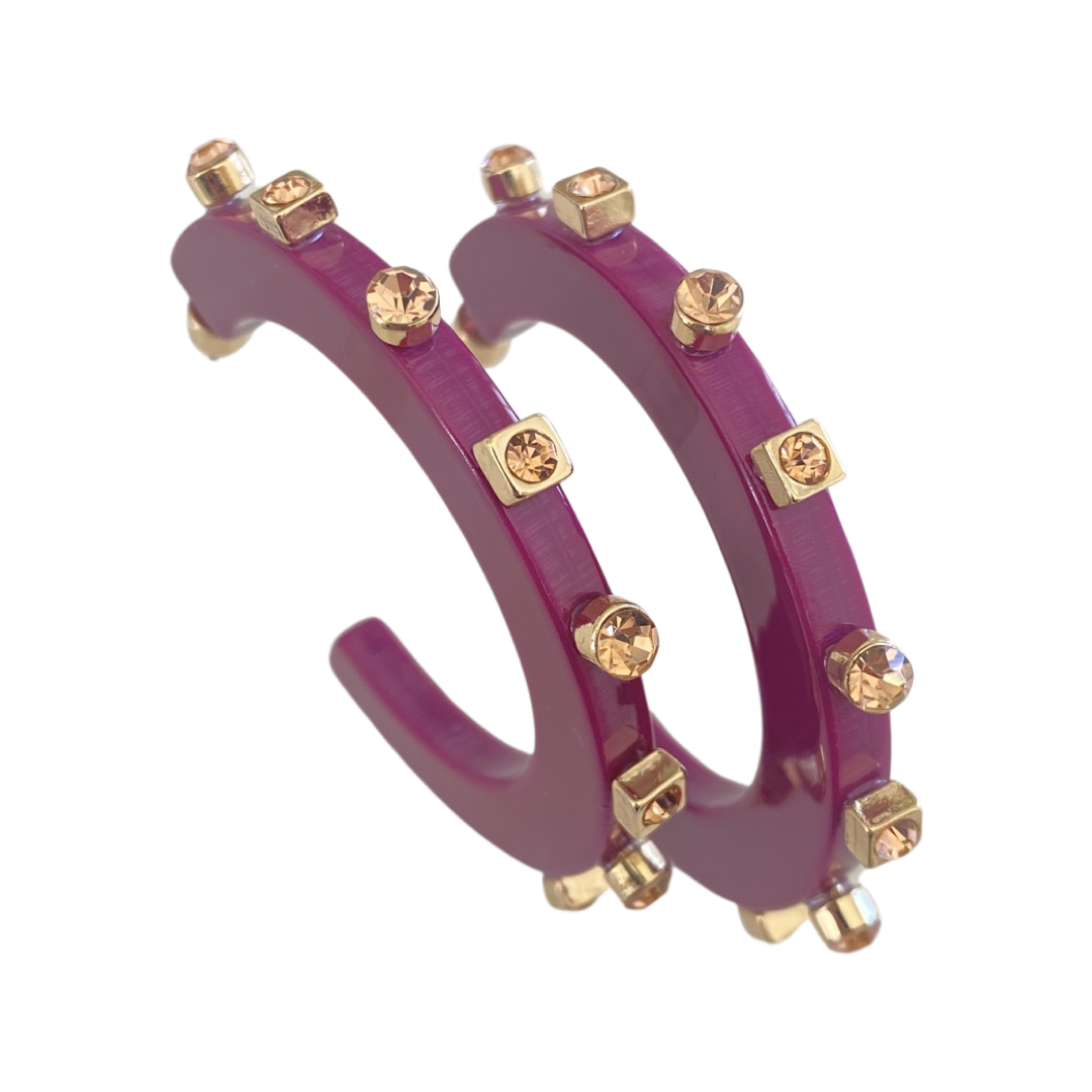 City Girl Jewel Hoop - Red Wine- Smith and Co. Jewel Design
