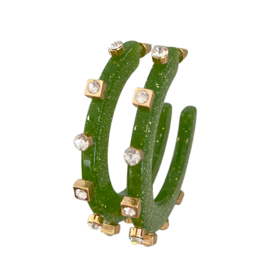 City Girl Jewel Hoop - Green Confetti- Smith and Co. Jewel Design