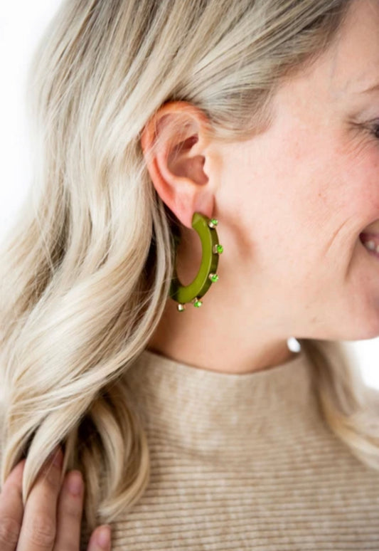 City Girl Jewel Hoop - Olive- Smith and Co. Jewel Design
