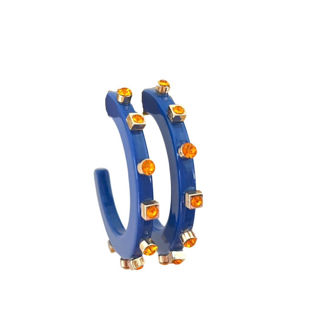 City Girl Jewel Hoop - Blue / Orange- Smith and Co. Jewel Design