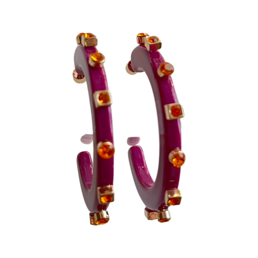 City Girl Jewel Hoop - Maroon Orange- Smith and Co. Jewel Design