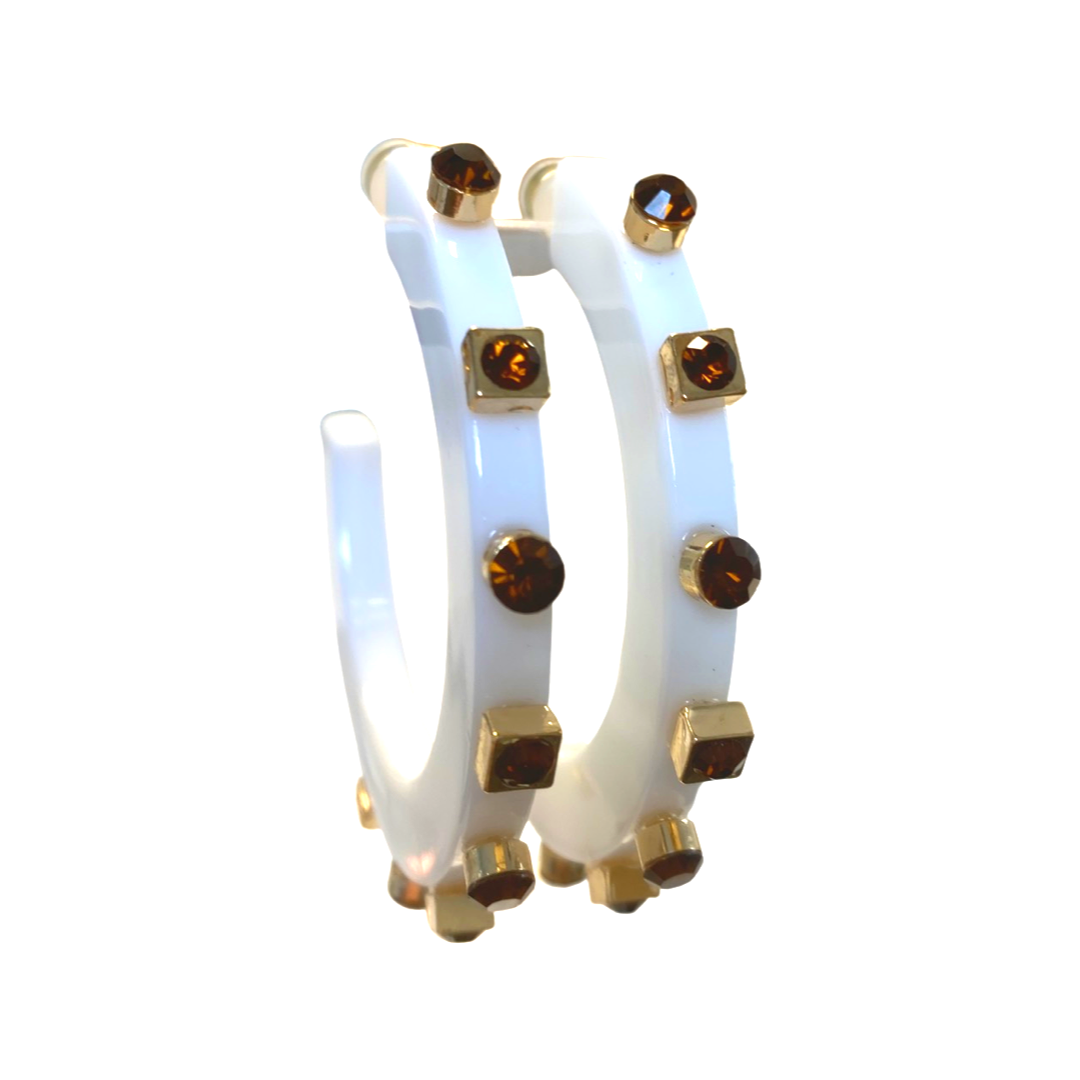 City Girl Jewel Hoop - White Dark Gold- Smith and Co. Jewel Design