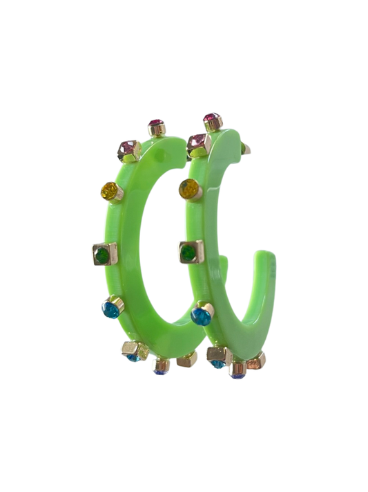 City Girl Jewel Hoop - Lime Multicolor- Smith and Co. Jewel Design