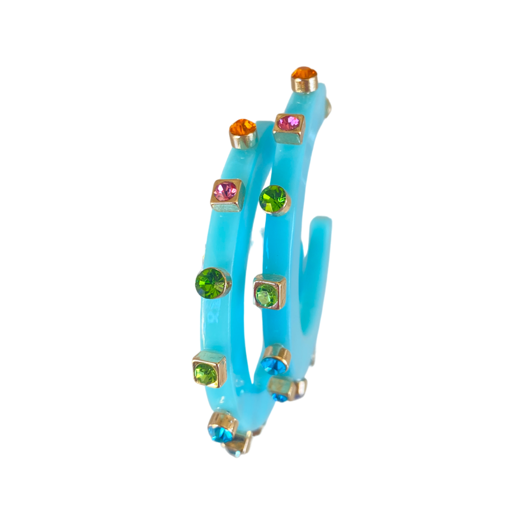 City Girl Jewel Hoop - Blue Multicolor- Smith and Co. Jewel Design