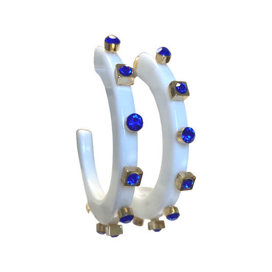 City Girl Jewel Hoop - White / Sapphire- Smith and Co. Jewel Design