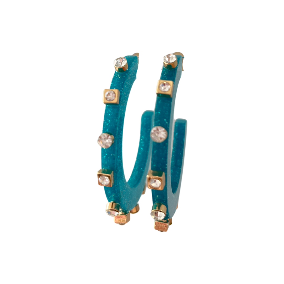 City Girl Jewel Hoop - Aqua Confetti- Smith and Co. Jewel Design