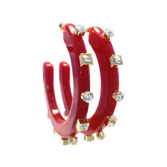 City Girl Jewel Hoop - Red crystal - SMALL ONLY- Smith and Co. Jewel Design