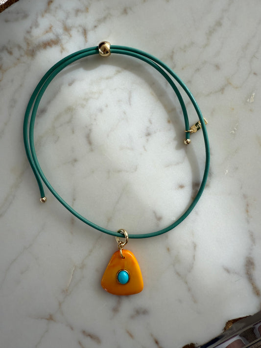 Beach Combing Necklace - Turquoise / Orange