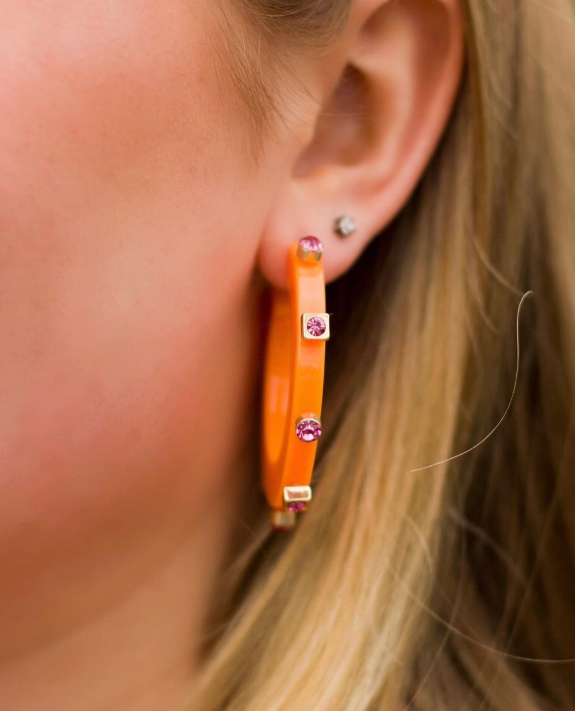 City Girl Jewel Hoop - Tangerine Pink- Smith and Co. Jewel Design