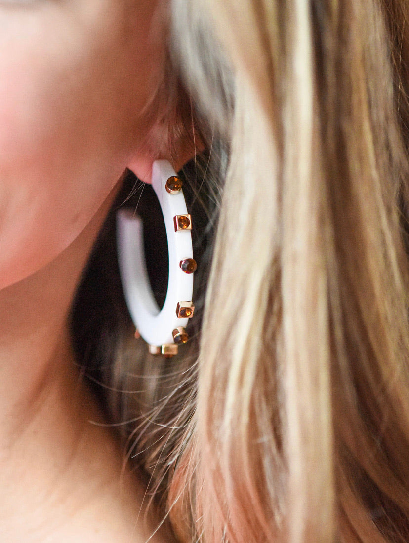 City Girl Jewel Hoop - White Dark Gold- Smith and Co. Jewel Design