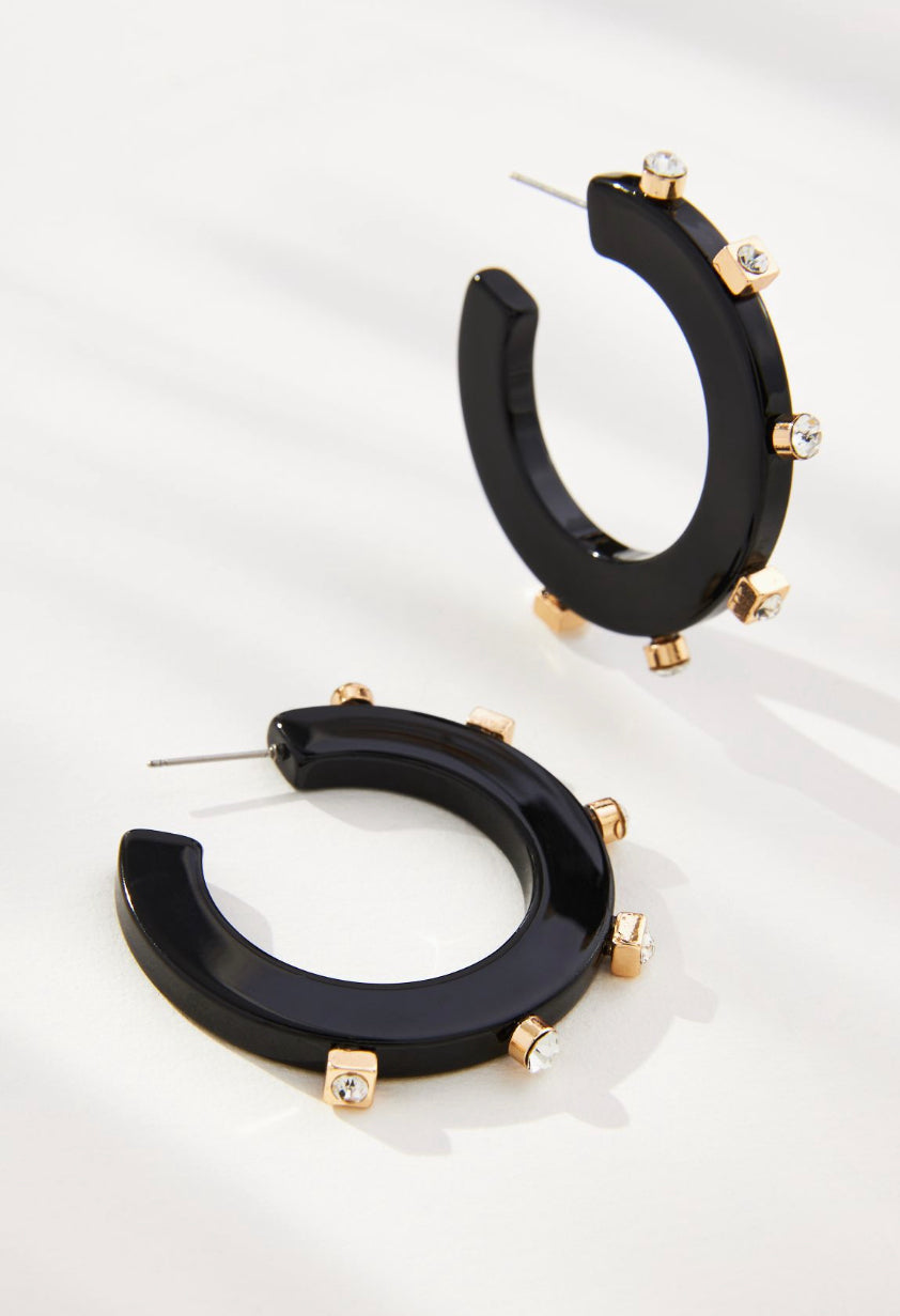 City Girl Jewel Hoop - Black Crystal- Smith and Co. Jewel Design