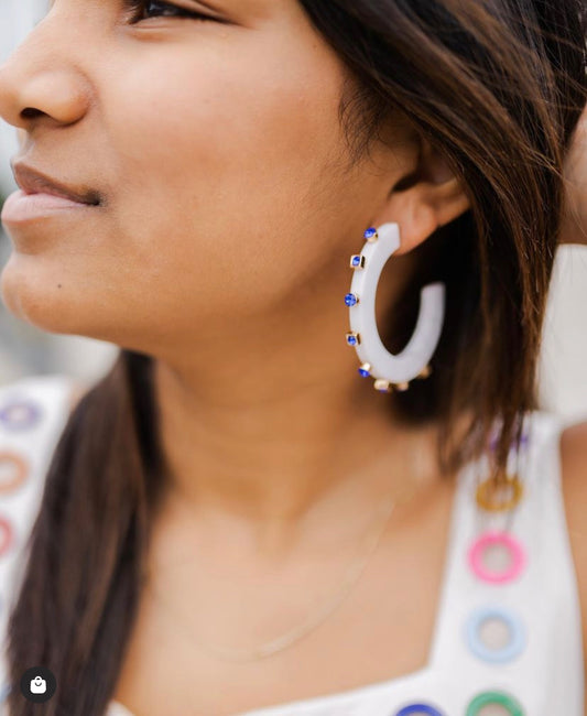 City Girl Jewel Hoop - White / Sapphire- Smith and Co. Jewel Design