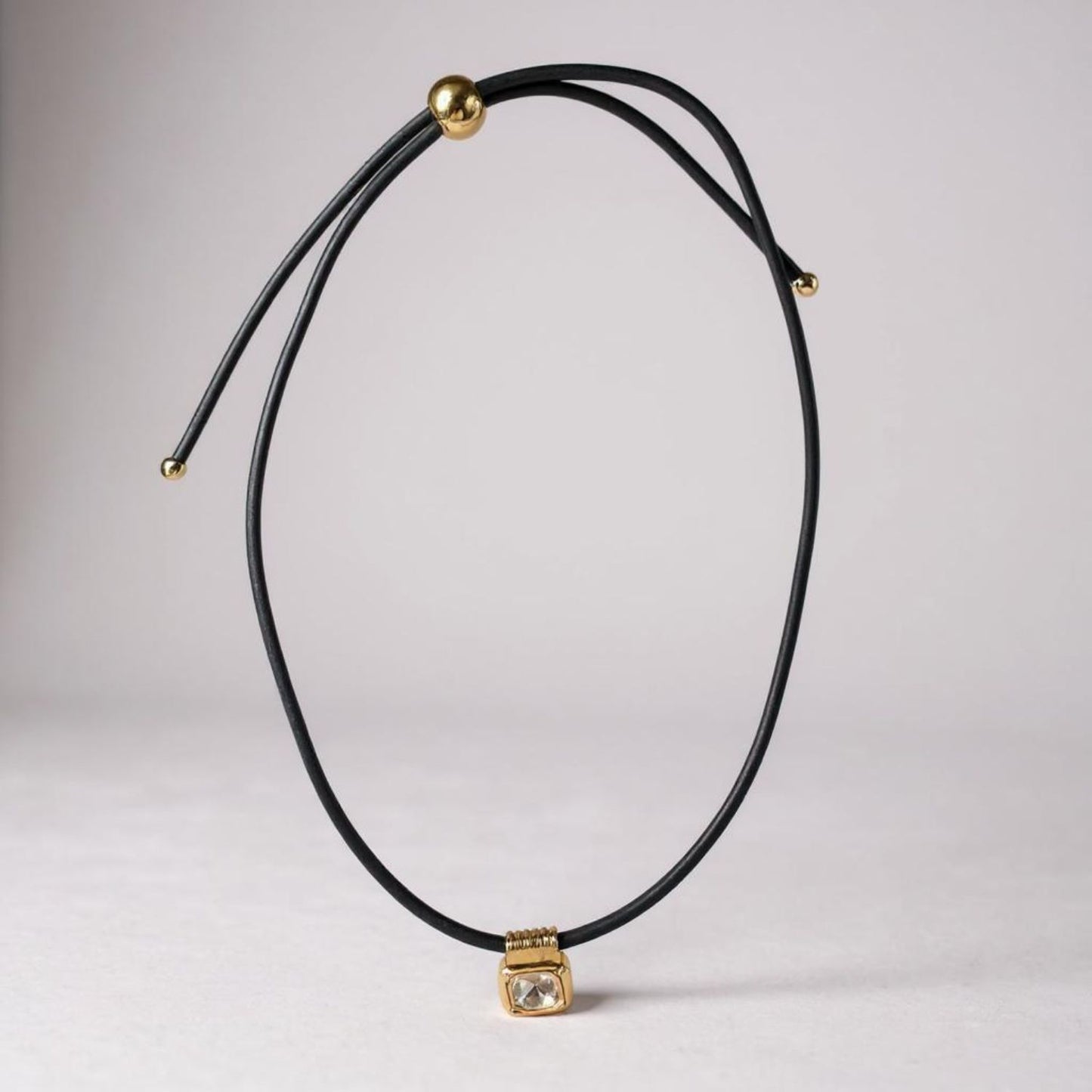 Leather Cord Necklace - Black