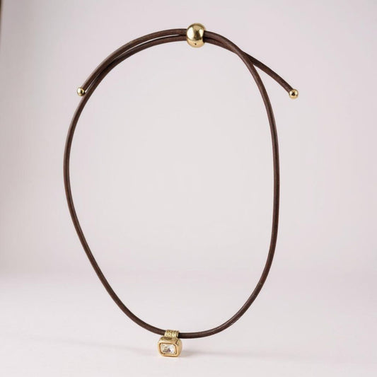 Leather Cord Necklace - Brown