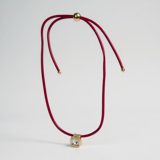 Leather Cord Necklace - Red