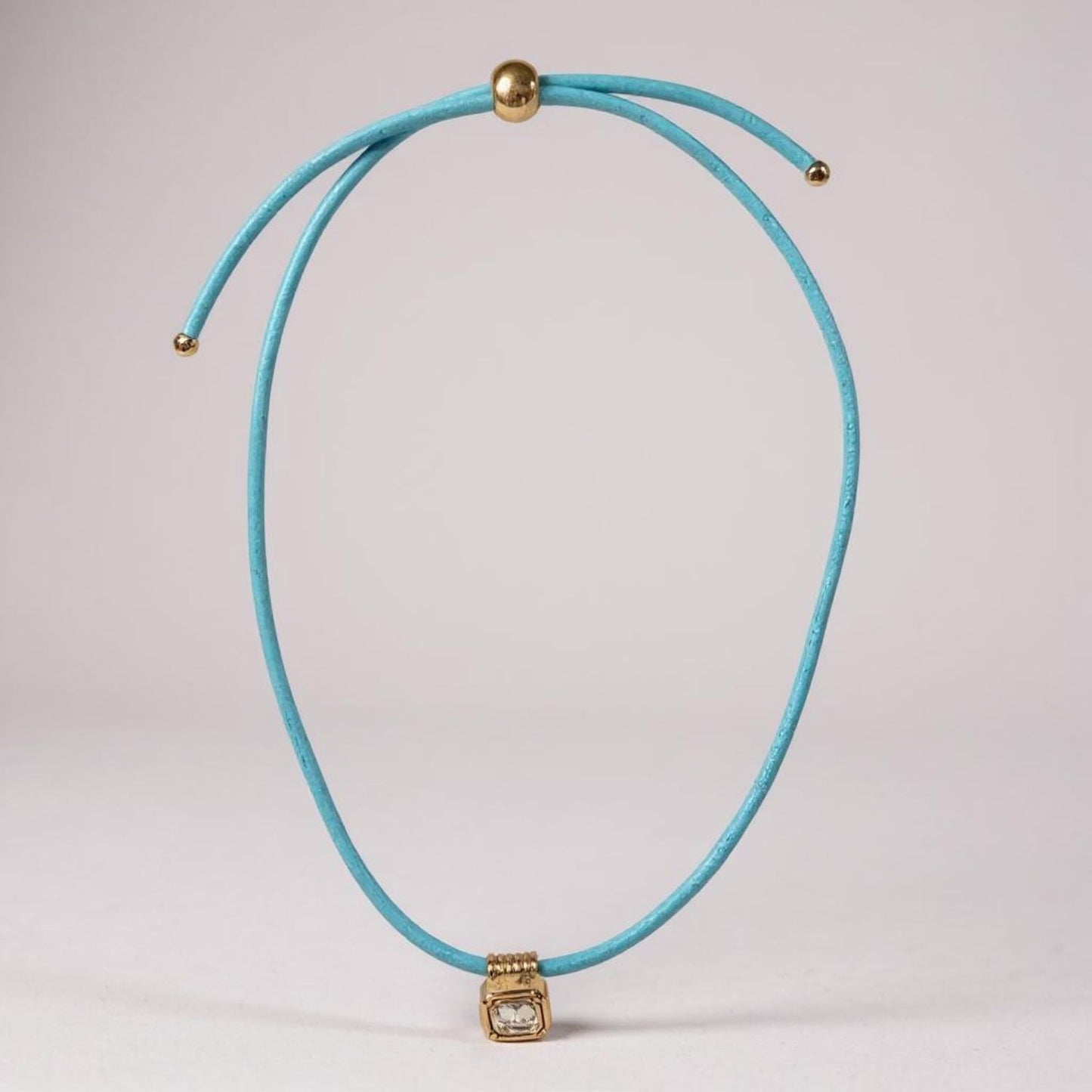 Leather Cord Necklace - Powder Blue
