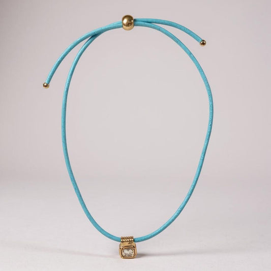 Leather Cord Necklace - Powder Blue