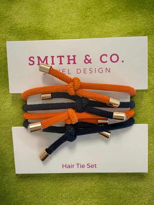 Original Smith & Co. Hair Tie Set - Navy / Orange
