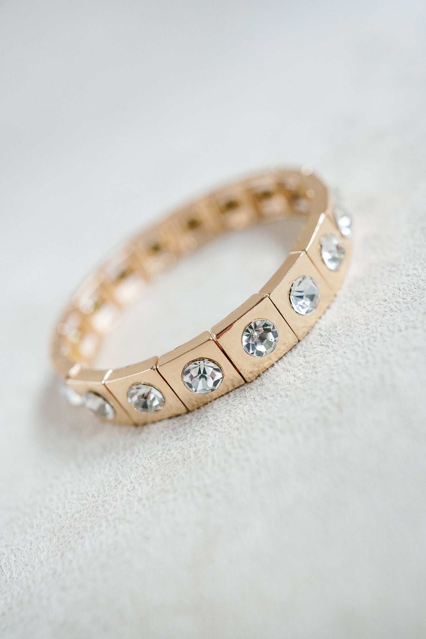 Gold Enamel Bracelet With Rhinestone acrylic jewel detail