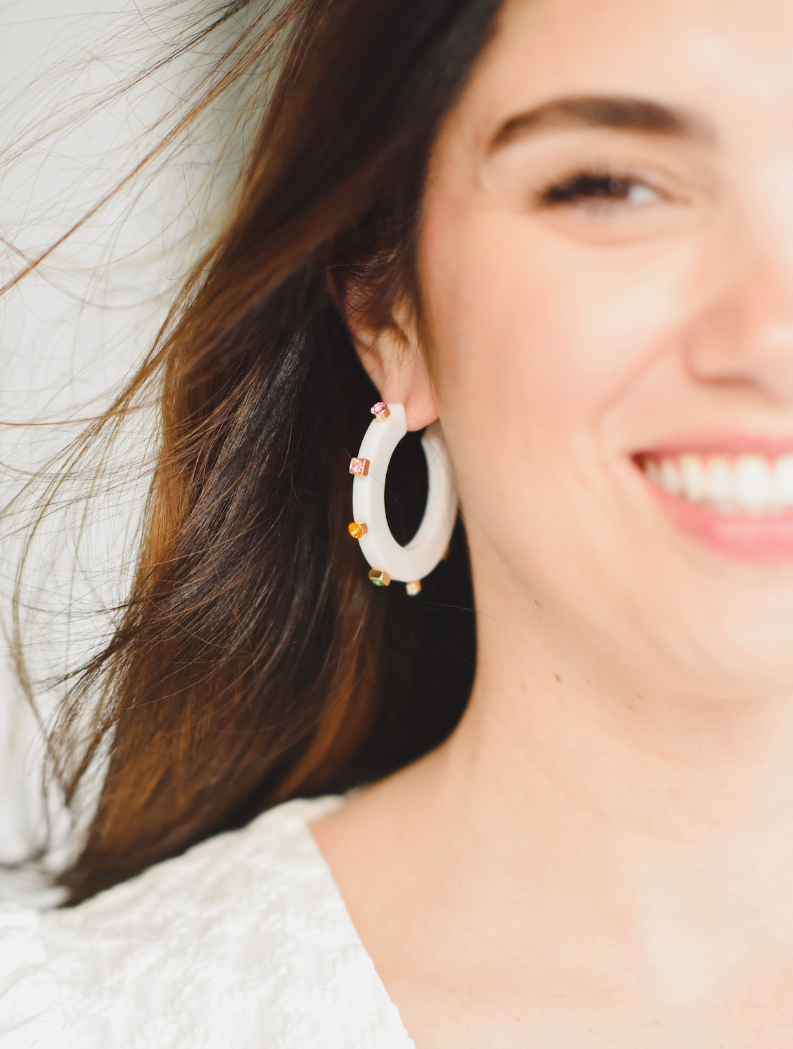 City Girl Jewel Hoop - White Multicolor- Smith and Co. Jewel Design
