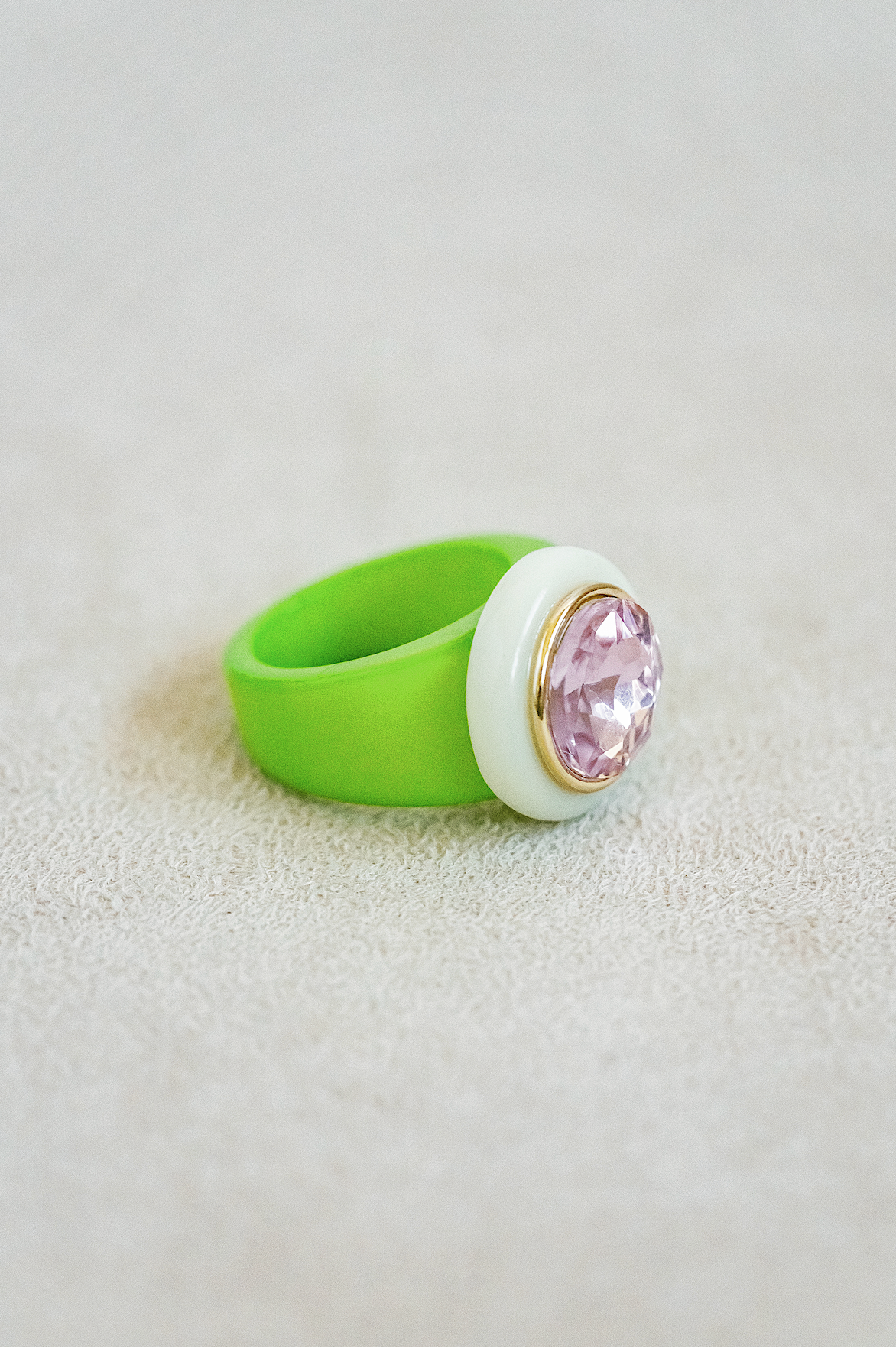 Pink and Green fun cocktail ring. Style