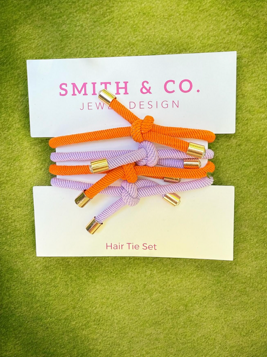 Original Smith & Co. Hair Tie Set - Purple / Orange