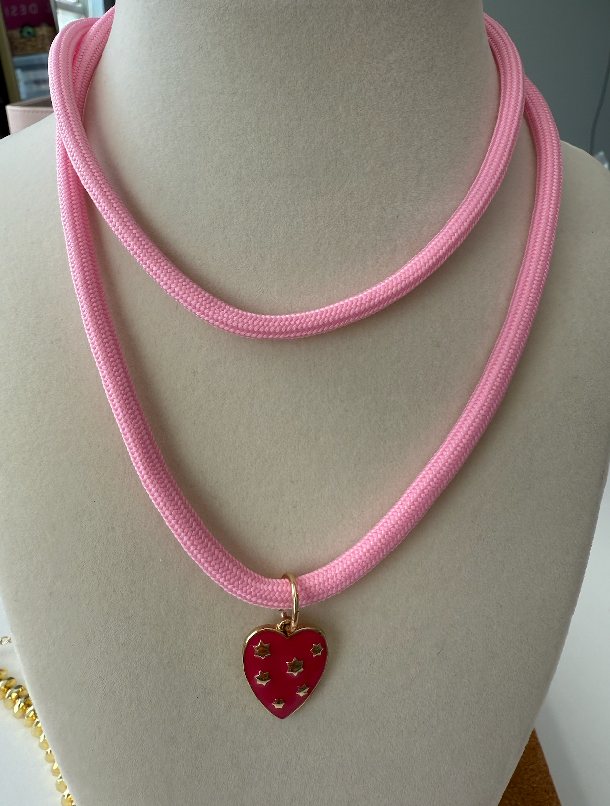 Think Pink Rope Cord Necklace