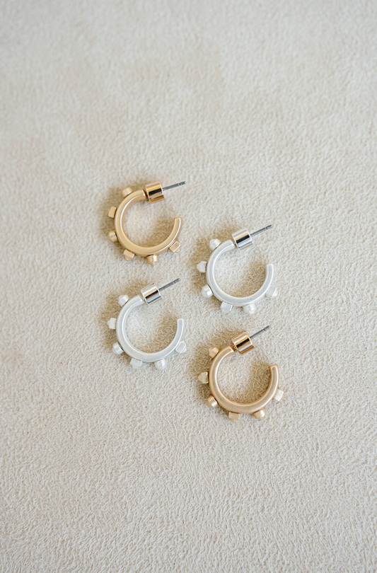 matte silver and matte gold huggie hoops