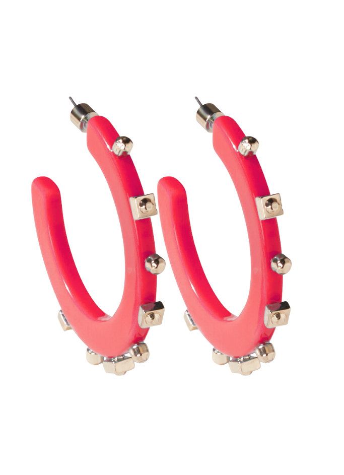 Solid Jewel Hoop - Bright Red