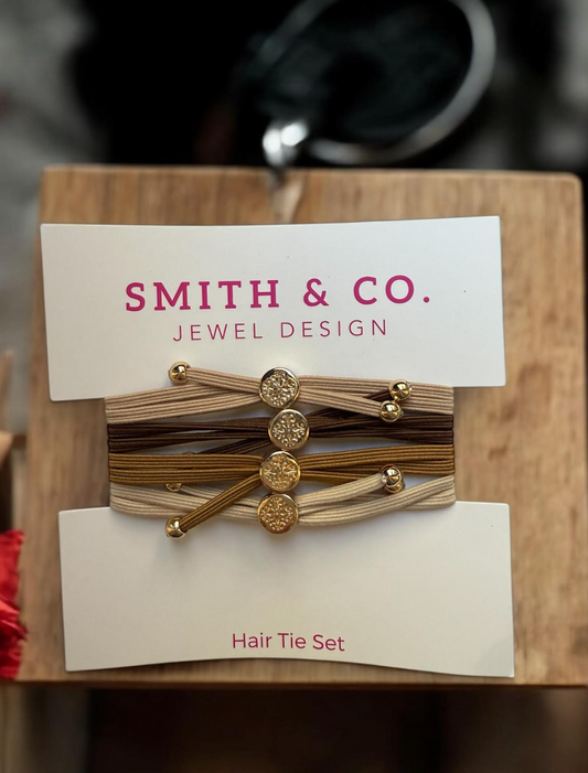 Skinny Hair Tie Set - Caramel Latte