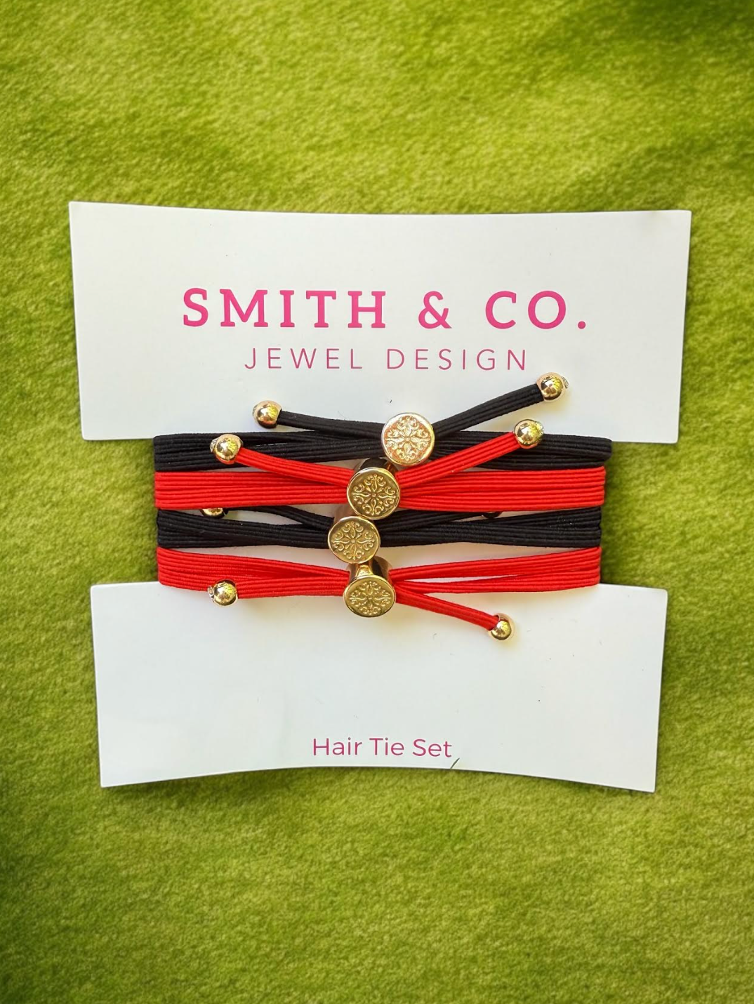Skinny Hair Tie Set - Red / Black