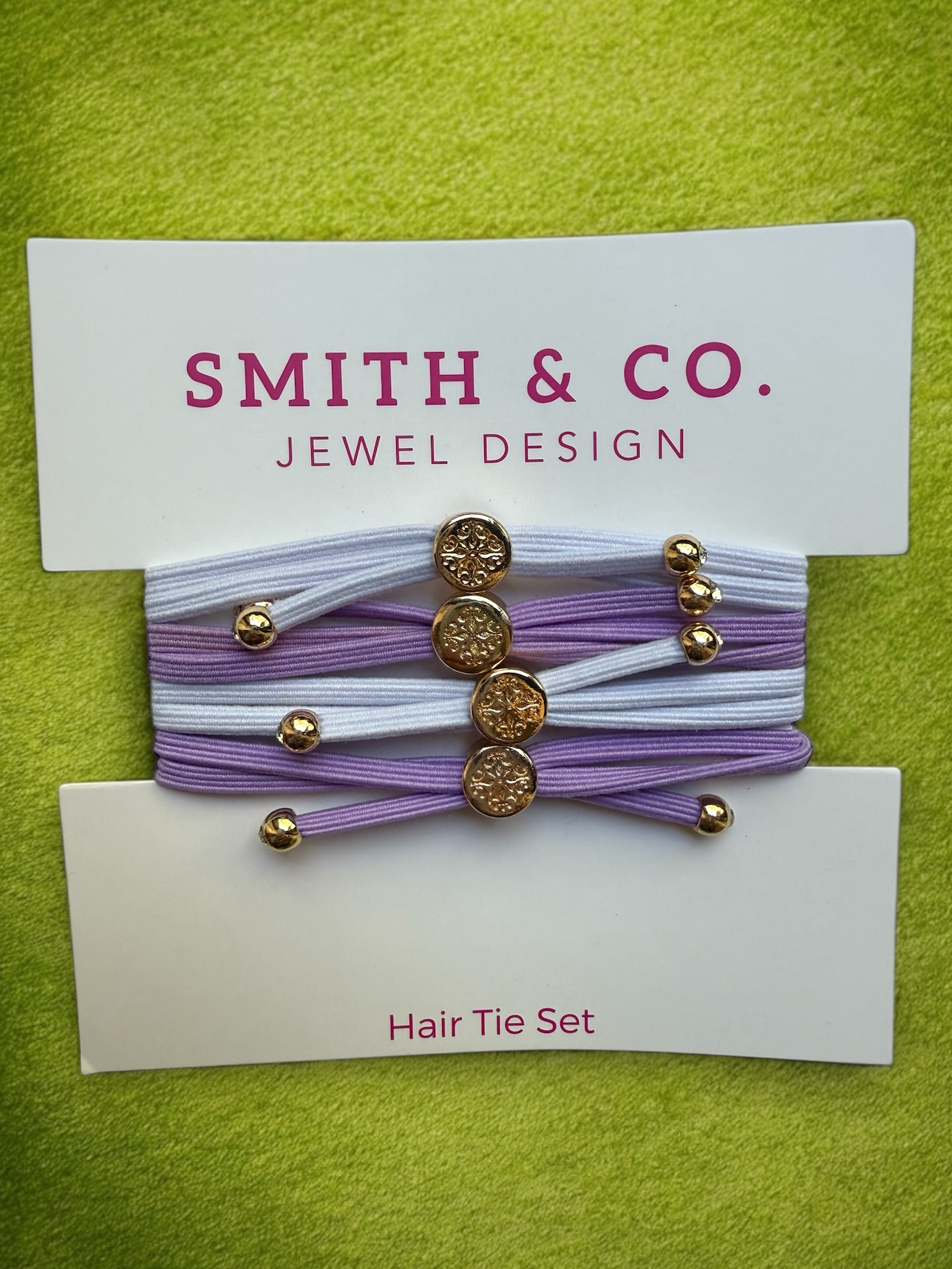 Skinny Hair Tie Set - Purple / White