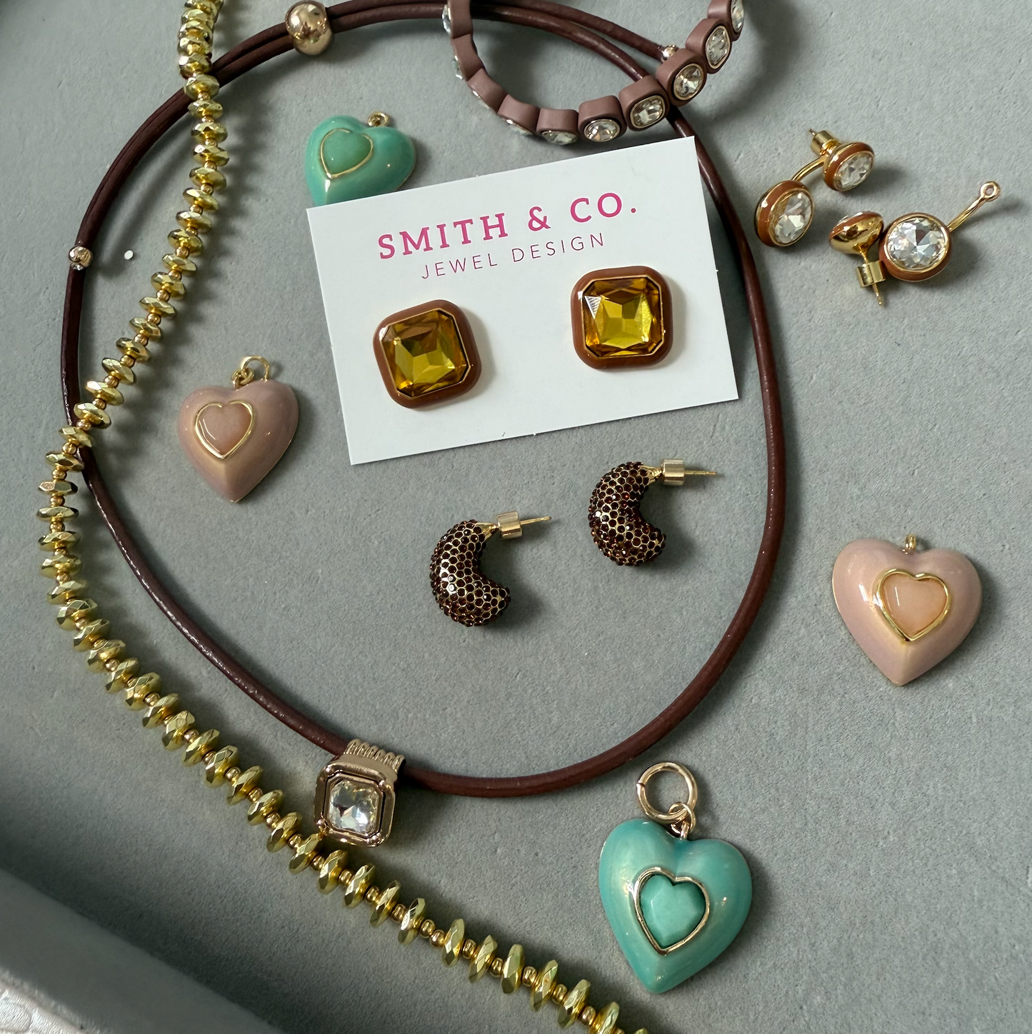 Heart Leather Cord Necklace - Navy