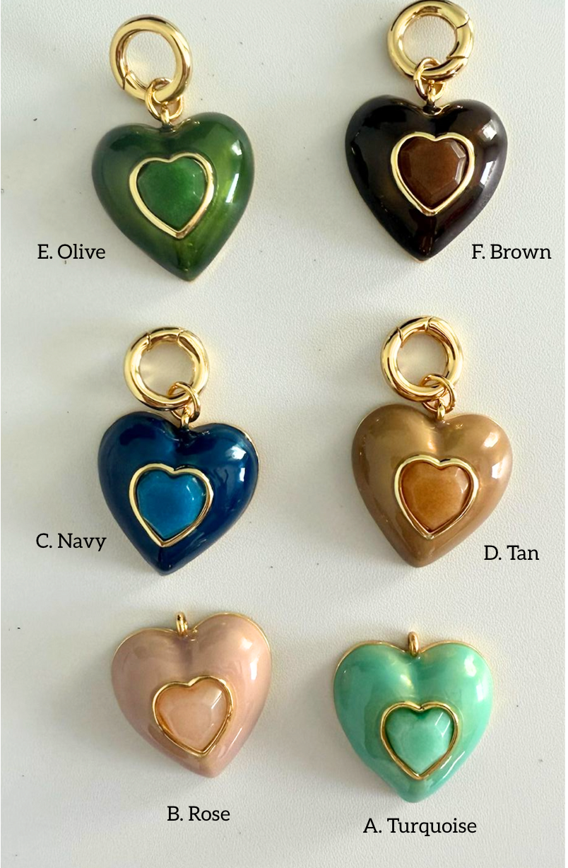 Heart Leather Cord Necklace - Brown