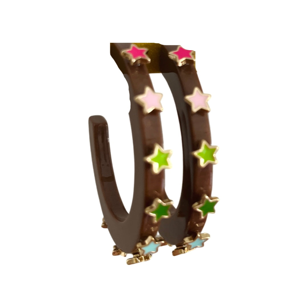 Starlight Jewel Hoop - Brown Multicolor- Smith and Co. Jewel Design