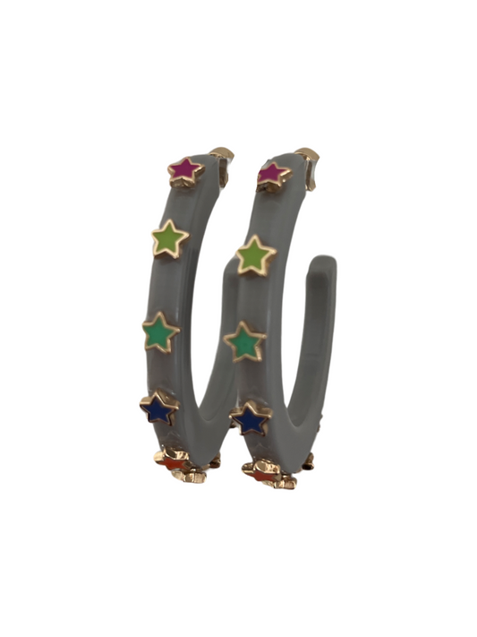 Starlight Jewel Hoop - Grey Multicolor- Smith and Co. Jewel Design