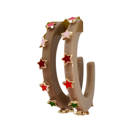Starlight Jewel Hoop - Khaki Multicolor- Smith and Co. Jewel Design