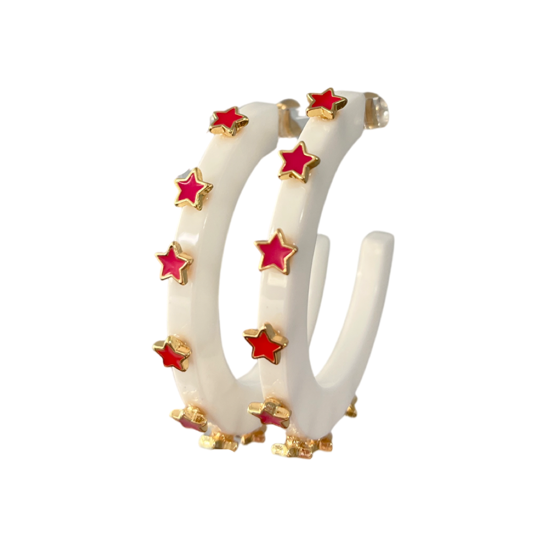 Starlight Jewel Hoop - White / Pink Multicolor- Smith and Co. Jewel Design