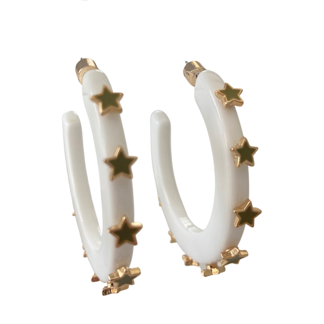 Starlight Jewel Hoop - White / Metallic Green- Smith and Co. Jewel Design