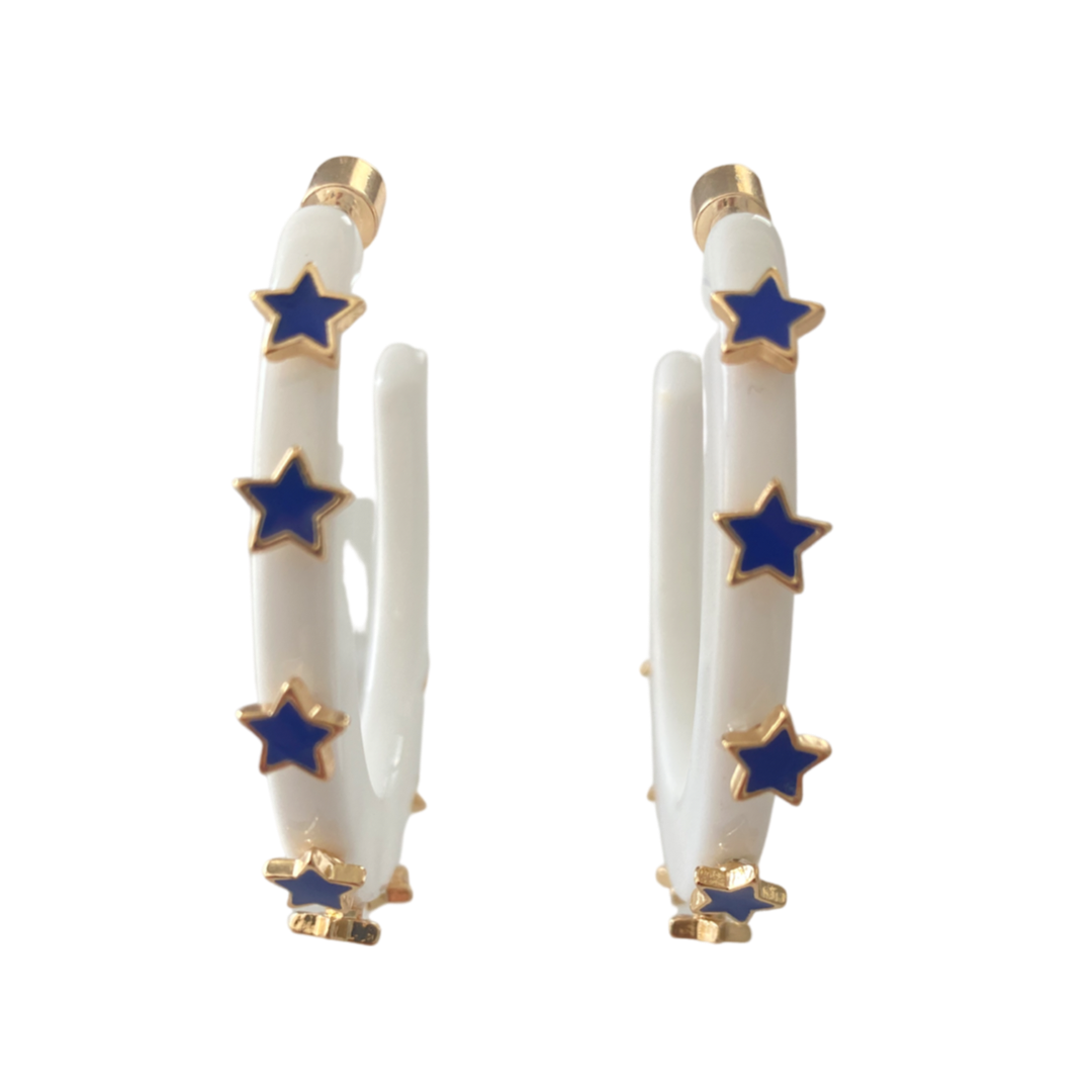 Starlight Jewel Hoop - White / Sapphire- Smith and Co. Jewel Design