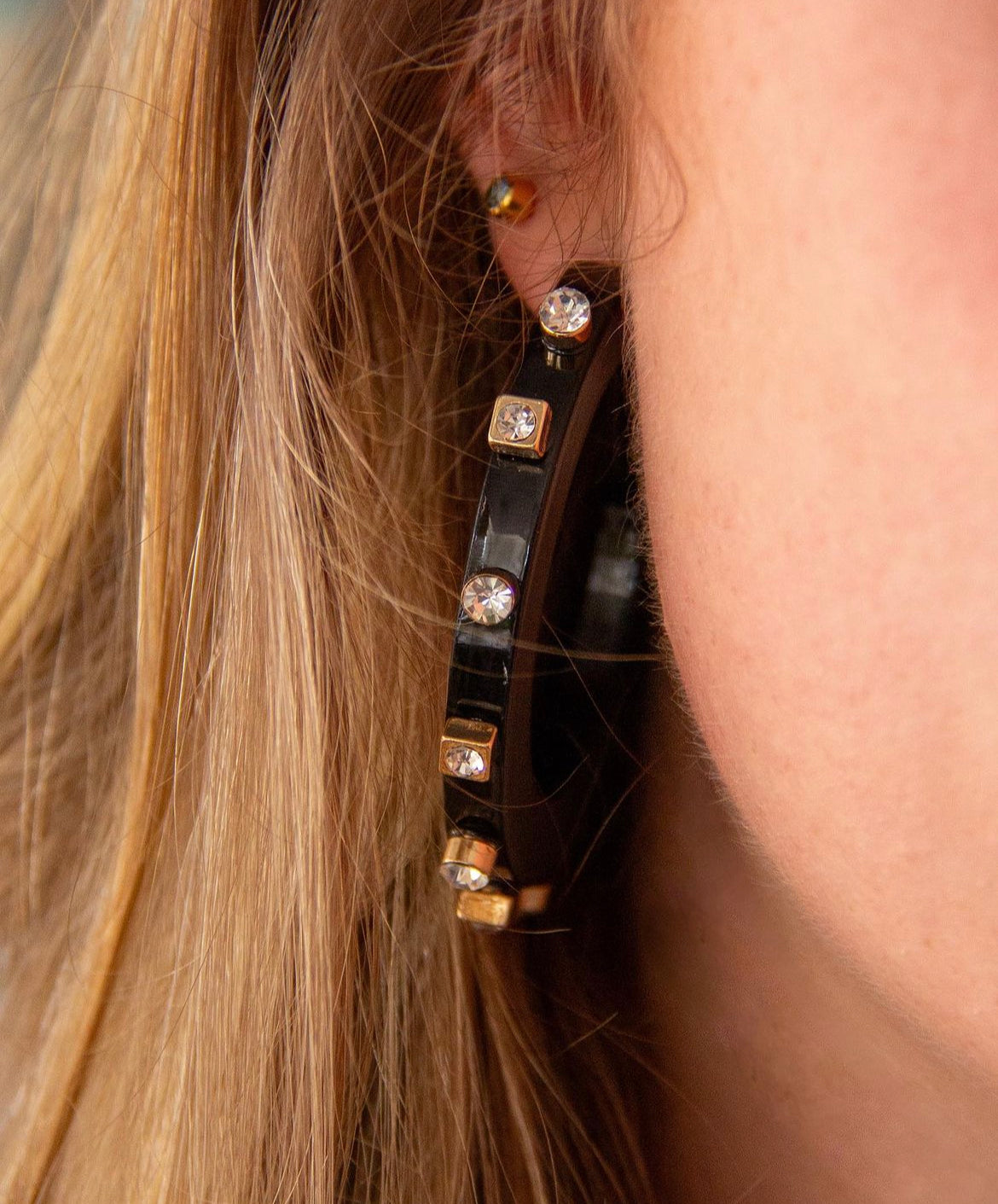 City Girl Jewel Hoop - Black Crystal- Smith and Co. Jewel Design