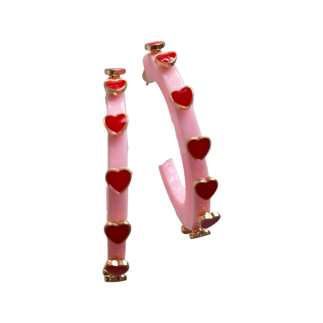 Heart Jewel Hoop - Valentine's Pink