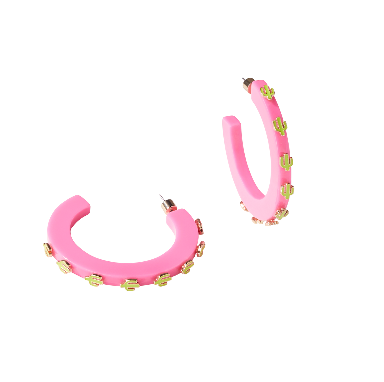 Cactus Jewel Hoop - Pink / Green