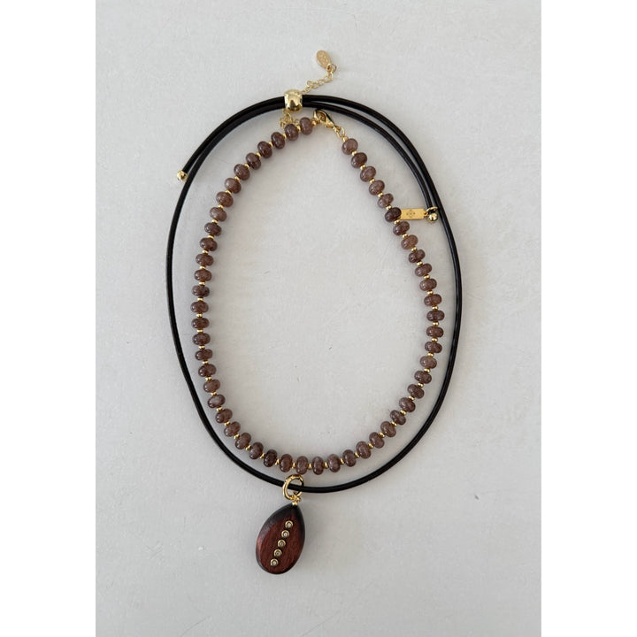 Wooden Dusk Necklace - Brown