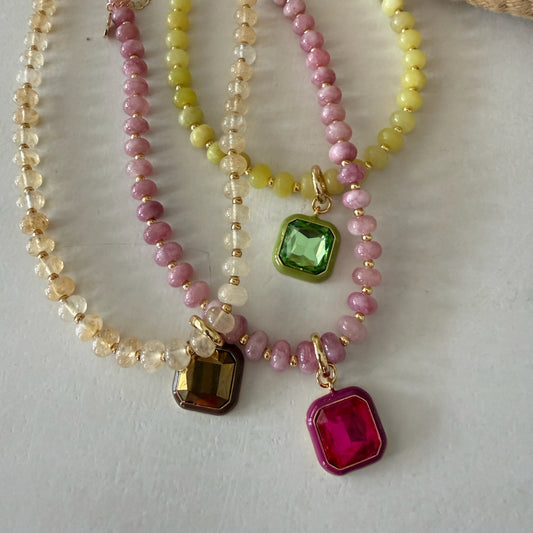 Harvest Pendant Beaded Necklace - Toasted Almond